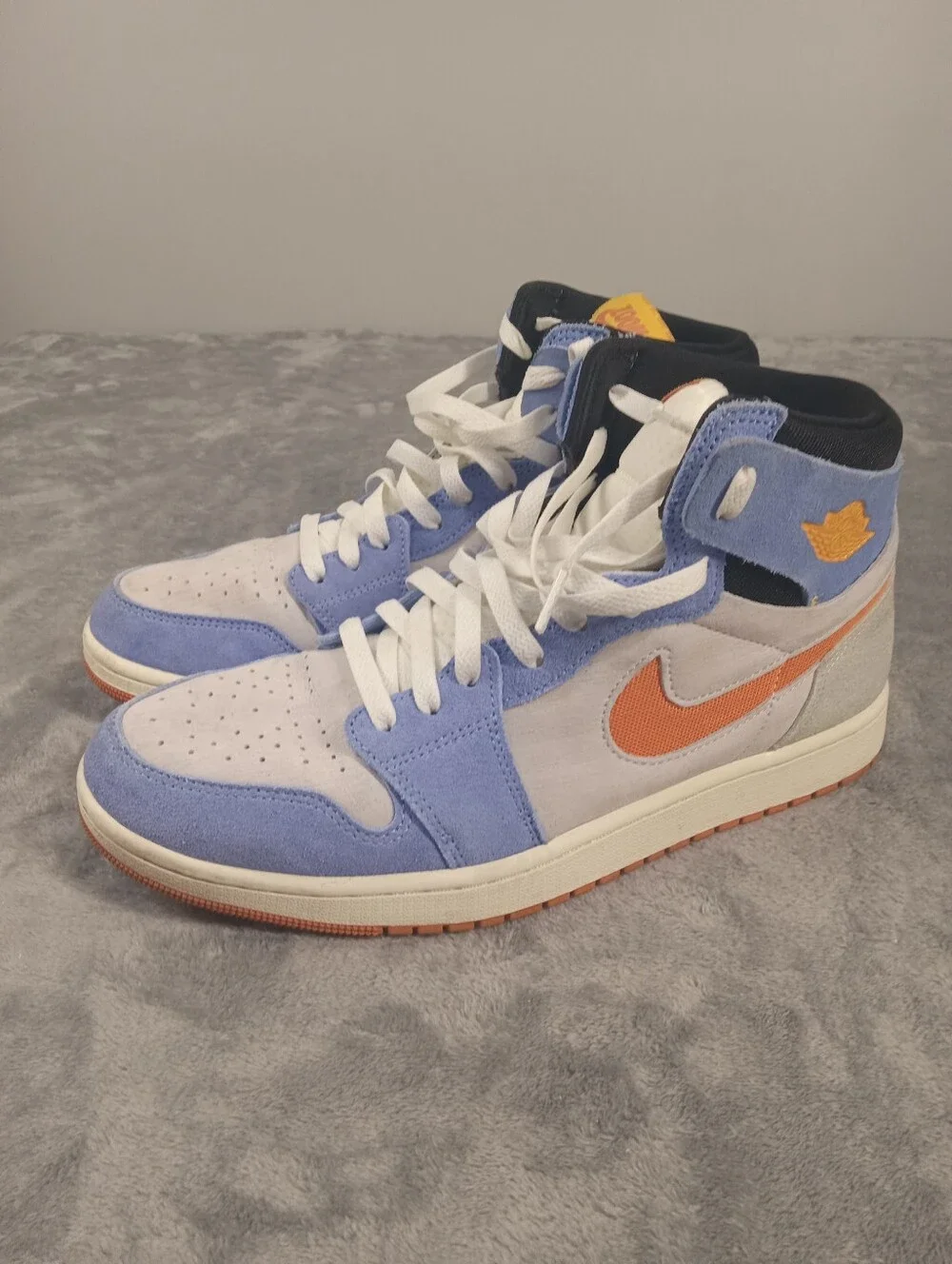 Air Jordan 1 High Top Sneakers - Blue, Orange, Cream Suede Size 11